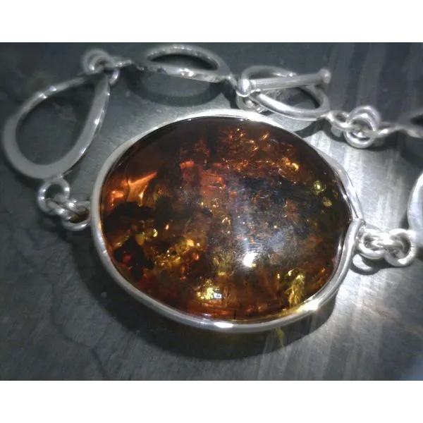 SS Large  Center Circle Baltic Amber Bracelet Vulcan's Forge LLC KANSAS CITY, MO