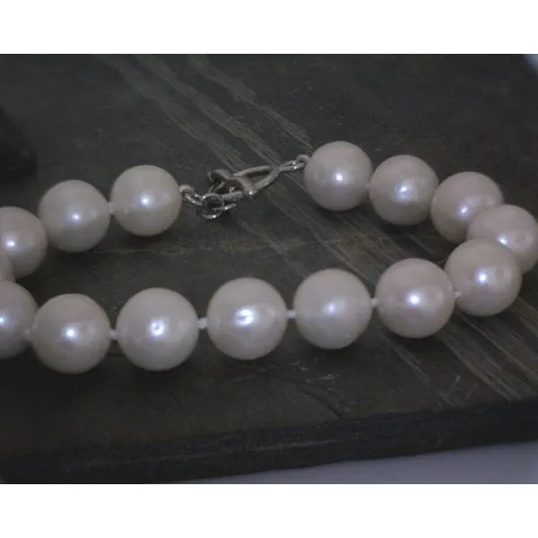 SS Large White Pearl Knotted Strand Bracelet 8'' Vulcan's Forge LLC KANSAS CITY, MO