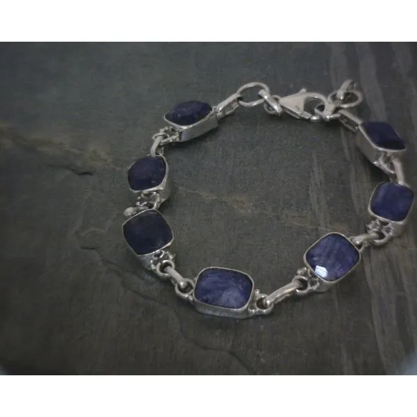 SS BZ Faceted  Rectangle Sapphire Bracelet 7'' Vulcan's Forge LLC KANSAS CITY, MO