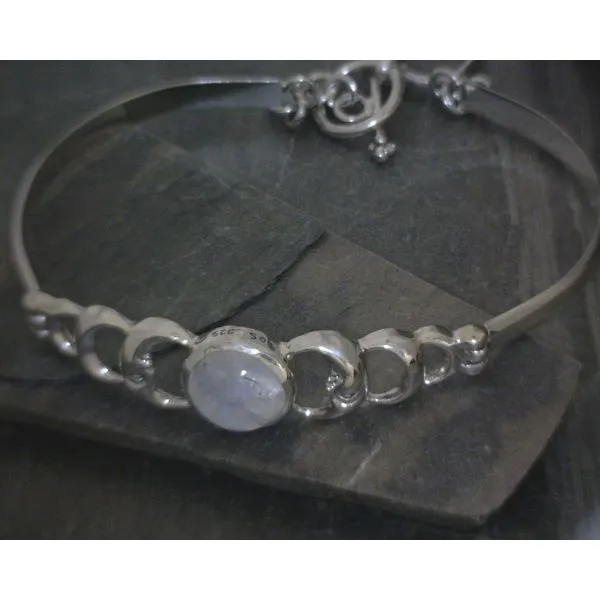 SS Moon Phases With Cab Moonstone Bracelet Vulcan's Forge LLC KANSAS CITY, MO