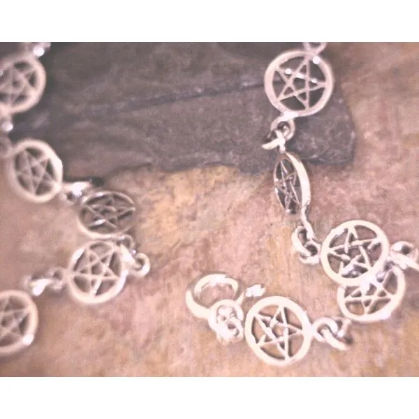Sterling Pentacle Link Bracelet Vulcan's Forge LLC KANSAS CITY, MO