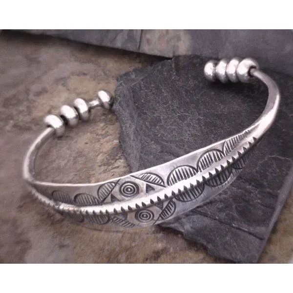 Sterling Motif Beaded Cuff Bracelet Vulcan's Forge LLC KANSAS CITY, MO