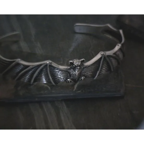 SS Bat W/ Open Wings And Engraved Detail Cuff Vulcan's Forge LLC KANSAS CITY, MO