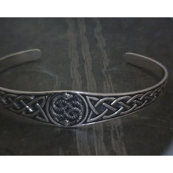 SS Two Snakes intertwined W/ Braid Detail Cuff Vulcan's Forge LLC KANSAS CITY, MO