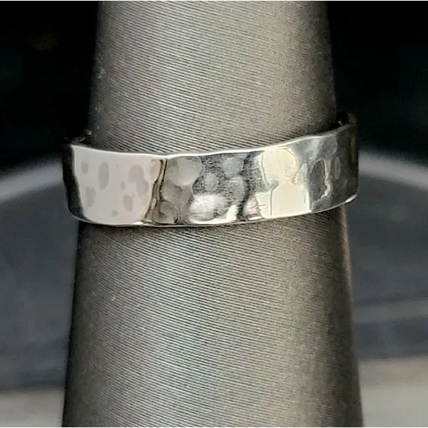 Silver Flat Hammered 6mm Band Vulcan's Forge LLC Kansas City, MO