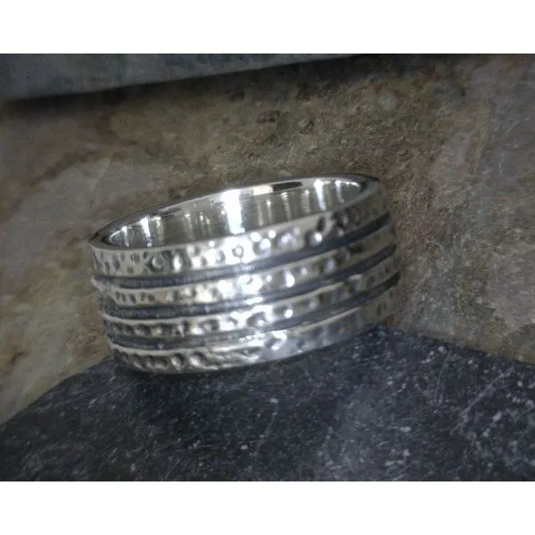 Sterling Antiqued Spotted and Grooved Band Vulcan's Forge LLC Kansas City, MO