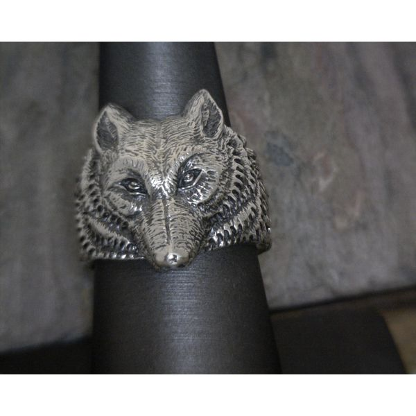 Sterling Silver Wolf Head Ring Vulcan's Forge LLC Kansas City, MO