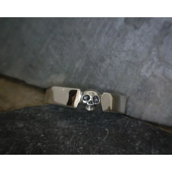 Sterling 4mm Skull Flat Band Vulcan's Forge LLC Kansas City, MO