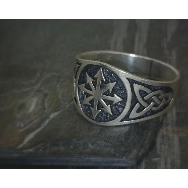 SS Chaos Symbol  W/ Braid Detail On Band Vulcan's Forge LLC KANSAS CITY, MO