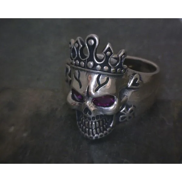 SS Skull W/Crown & Red Crystal Eyes Ring Vulcan's Forge LLC KANSAS CITY, MO