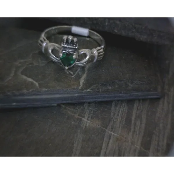 Ss Claddagh W Green Stone Ring Vulcan's Forge LLC KANSAS CITY, MO
