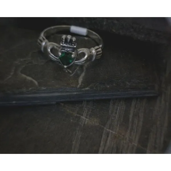 Ss Claddagh W Green Stone Ring Vulcan's Forge LLC KANSAS CITY, MO