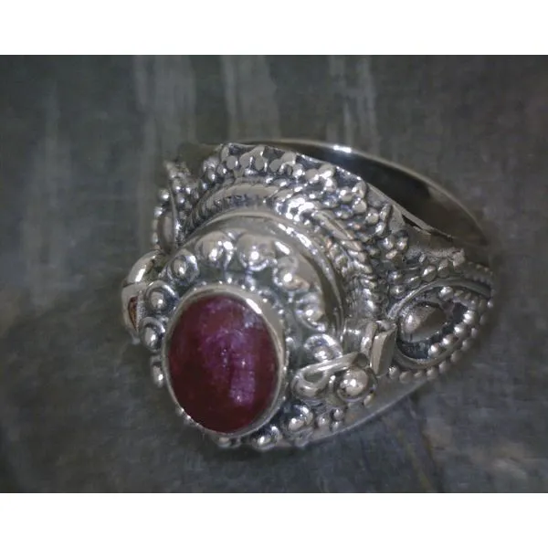 SS Faceted Ruby Vintage Style Poison Ring Vulcan's Forge LLC KANSAS CITY, MO