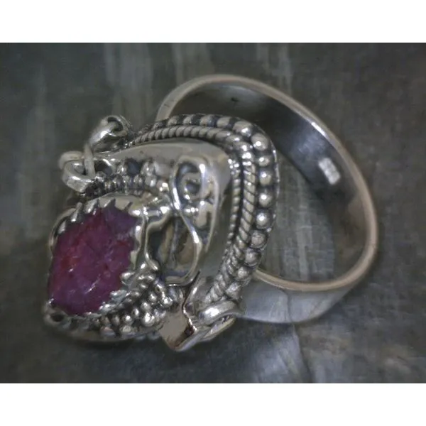 SS Faceted Ruby Vintage Style Poison Ring Vulcan's Forge LLC KANSAS CITY, MO
