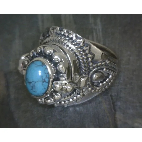 SS Cab Turquoise Vintage Style Poison Ring Vulcan's Forge LLC KANSAS CITY, MO