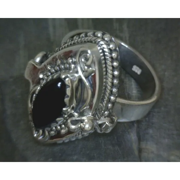 SS Bz Cab Onyx Vintage Style Poison Ring Vulcan's Forge LLC KANSAS CITY, MO