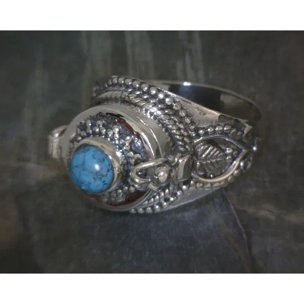 SS Cab Turquoise Vintage Style Poison Ring Vulcan's Forge LLC KANSAS CITY, MO