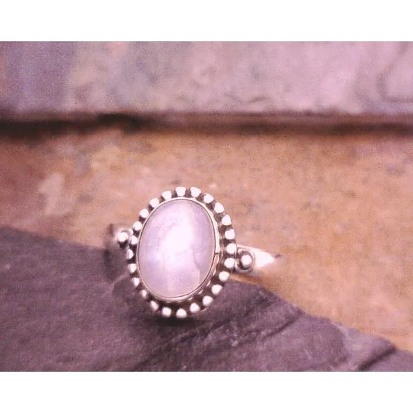 Sterling Moonstone Ring With Bead Detail Vulcan's Forge LLC KANSAS CITY, MO