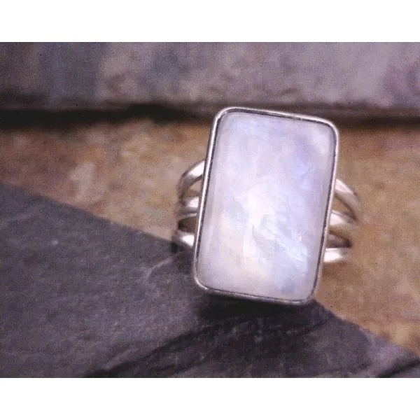 Sterling Rectangular Moonstone Ring Vulcan's Forge LLC KANSAS CITY, MO