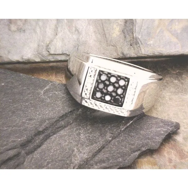 Sterling Black and White Diamond Square Ring Vulcan's Forge LLC Kansas City, MO