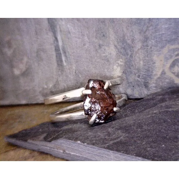 Sterling Dual Shank Rough Garnet Vulcan's Forge LLC KANSAS CITY, MO