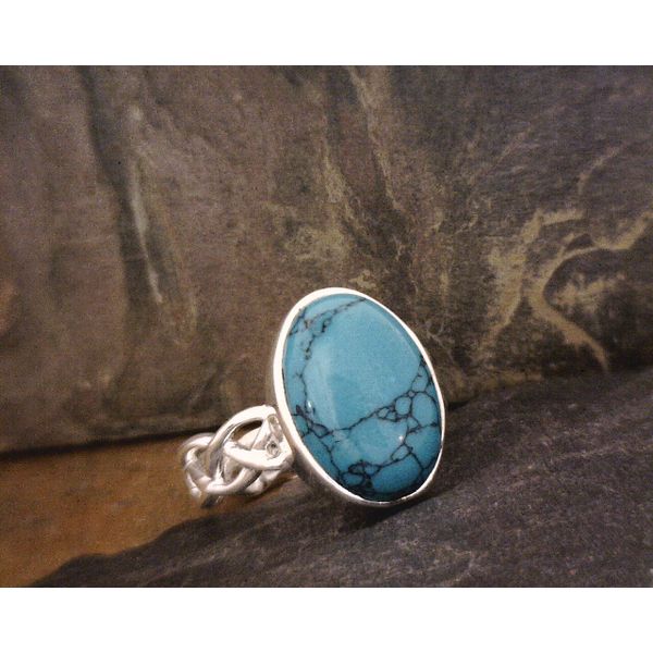 Sterling Woven Band With Oval Turquoise Vulcan's Forge LLC Kansas City, MO