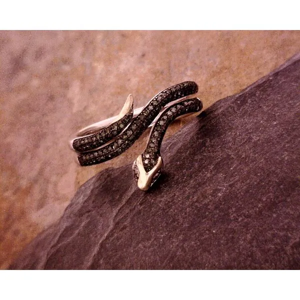 Green Diamonds Silver Ring with 14KT Gold Detail Vulcan's Forge LLC KANSAS CITY, MO