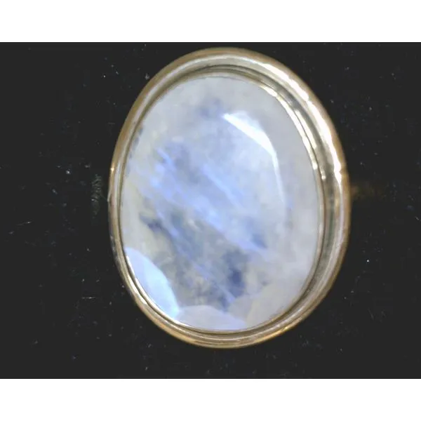 Sterling Oval Faceted Rainbow Moonstone Bezel Ring Vulcan's Forge LLC KANSAS CITY, MO