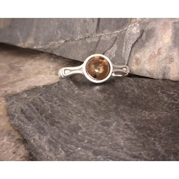 Sterling Round Bezel Set Amber Vulcan's Forge LLC Kansas City, MO