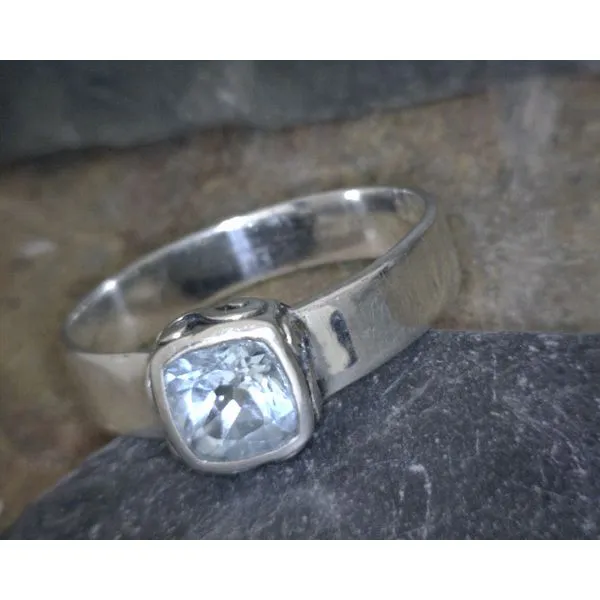 Sterling Silver Blue Topaz Cushion Ring Vulcan's Forge LLC KANSAS CITY, MO