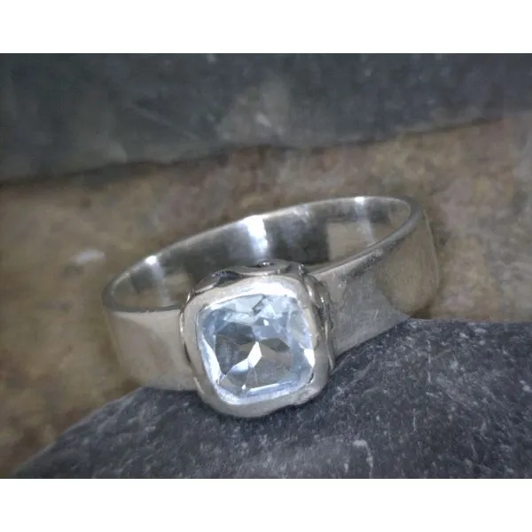 Sterling Silver Blue Topaz Cushion Ring Vulcan's Forge LLC KANSAS CITY, MO