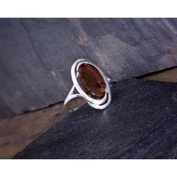 Cognac Ring Flat Oval Amber Vulcan's Forge LLC KANSAS CITY, MO