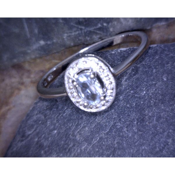 Sterling Silver Aquamarine and Diamond Halo Ring Sz 8 Vulcan's Forge LLC Kansas City, MO