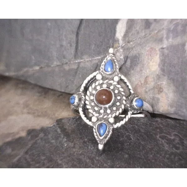Sterling Turquoise & Carnelian Shield Ring Vulcan's Forge LLC KANSAS CITY, MO