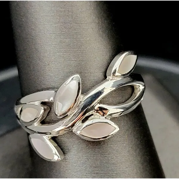 Ivy cutout ring with Mother of Pearl leaves Vulcan's Forge LLC KANSAS CITY, MO