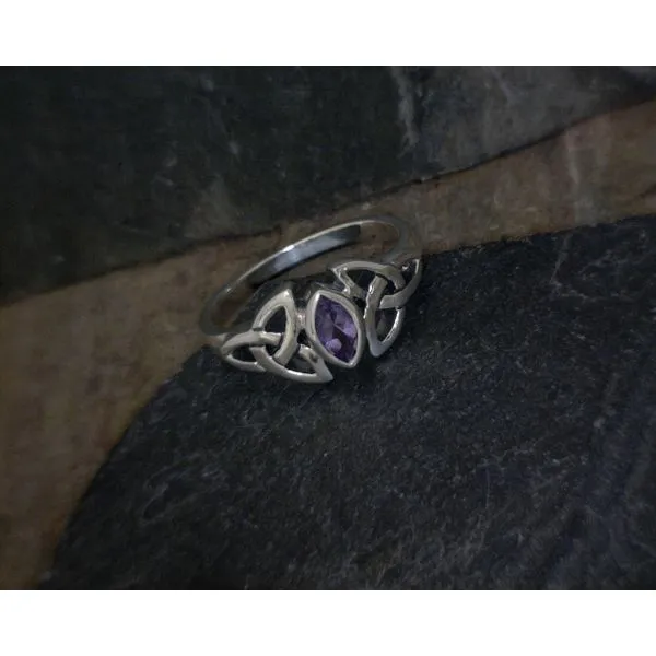 Sterling Silver Marquis Amethyst Celtic Knot Ring Vulcan's Forge LLC Kansas City, MO