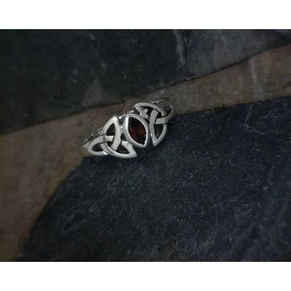 SS Marquis Garnet Celtic Knot Ring Vulcan's Forge LLC Kansas City, MO