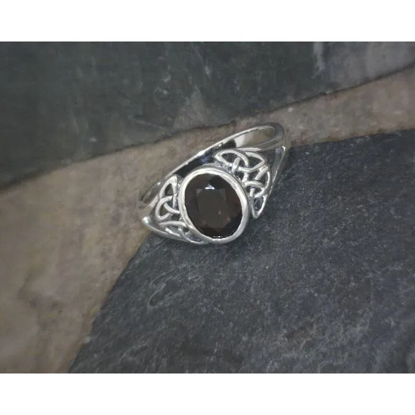 SS Oval Garnet Trinity Knot Ring Vulcan's Forge LLC KANSAS CITY, MO