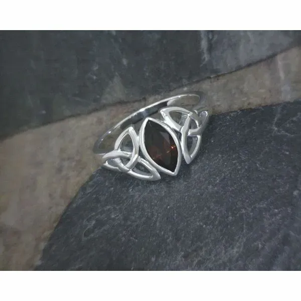 SS Marquis Garnet Trinity Knot Ring Vulcan's Forge LLC Kansas City, MO