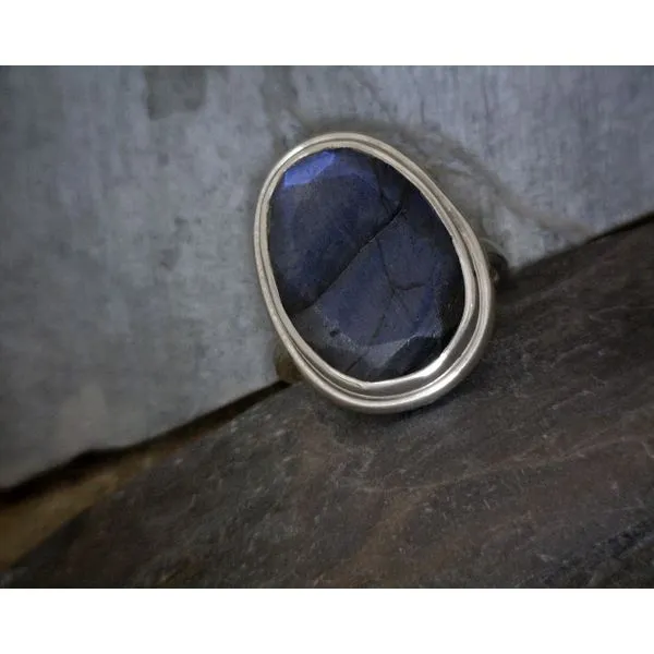 SS BZ Oval Facetted Labradorite Ring Vulcan's Forge LLC Kansas City, MO