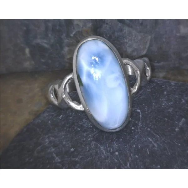 Sterling Oval Larimar Infinity Shank Ring Vulcan's Forge LLC Kansas City, MO