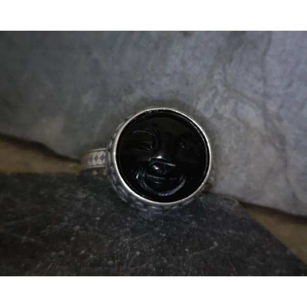 Sterling Round Moonface Onyx Carved Ring Vulcan's Forge LLC Kansas City, MO