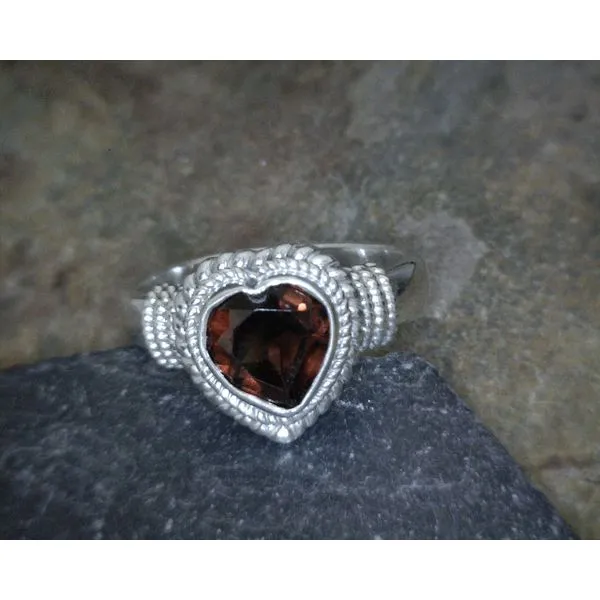 Sterling Silver Garnet Heart Ring Vulcan's Forge LLC KANSAS CITY, MO