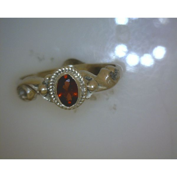 Sterling Scroll Facet Garnet Ring Size 7 Vulcan's Forge LLC Kansas City, MO