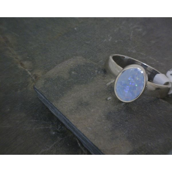 SS Antique Oval w/Synth Opal Ring Vulcan's Forge LLC Kansas City, MO