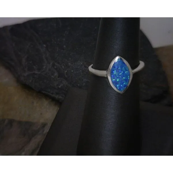 Sterling Oval Blue Opal Ring Size 8 Vulcan's Forge LLC Kansas City, MO