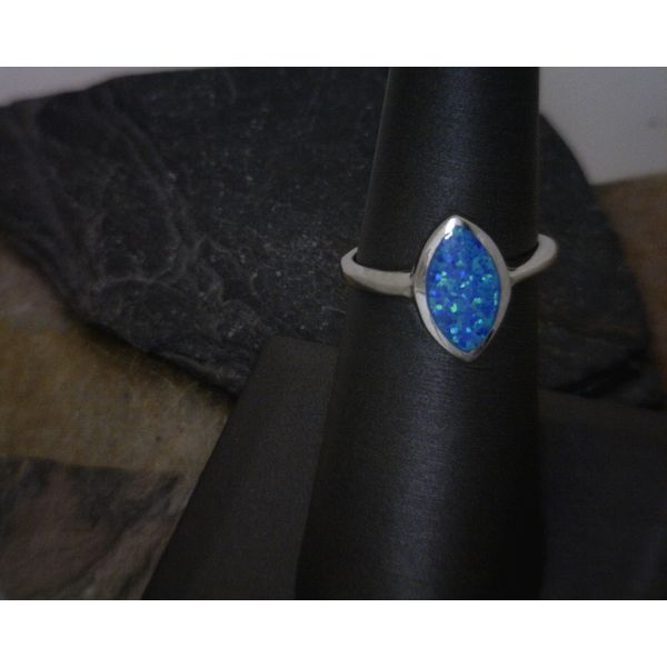 SS Oval Blue Opal Ring Vulcan's Forge LLC Kansas City, MO