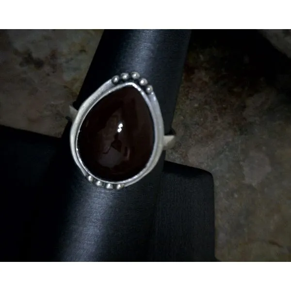 Sterling Carnelian Teardrop with Dots Ring Size 7 Vulcan's Forge LLC Kansas City, MO