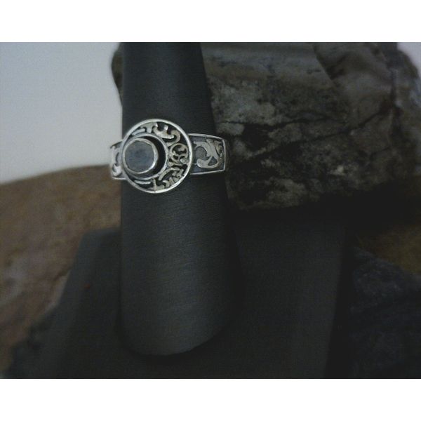 Sterling Crescent Moon Around Moonstone Ring Size 7 Vulcan's Forge LLC Kansas City, MO