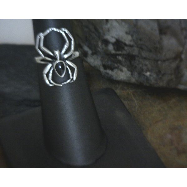 Sterling Spider with Onyx Ring Size 6 Vulcan's Forge LLC Kansas City, MO